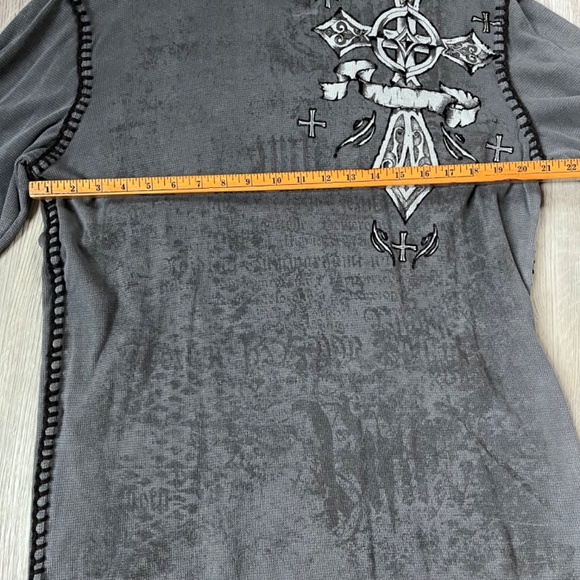 Raw State Royalty Long Sleeve Waffle Thermal Thick Stitch Y2K Cross Wings xxl - Picture 6 of 8